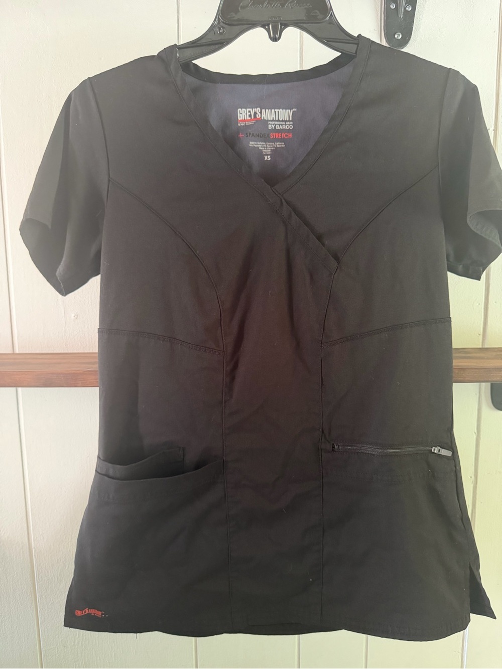 Grey's Anatomy Black Scrub Top - V-Neck - XS